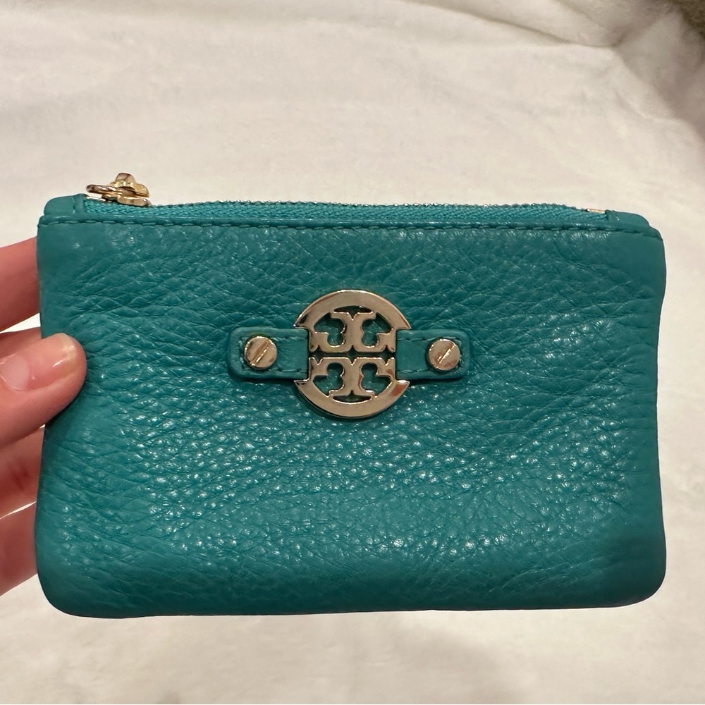 Tory Burch Key Ring Card Case Pouch Turquoise